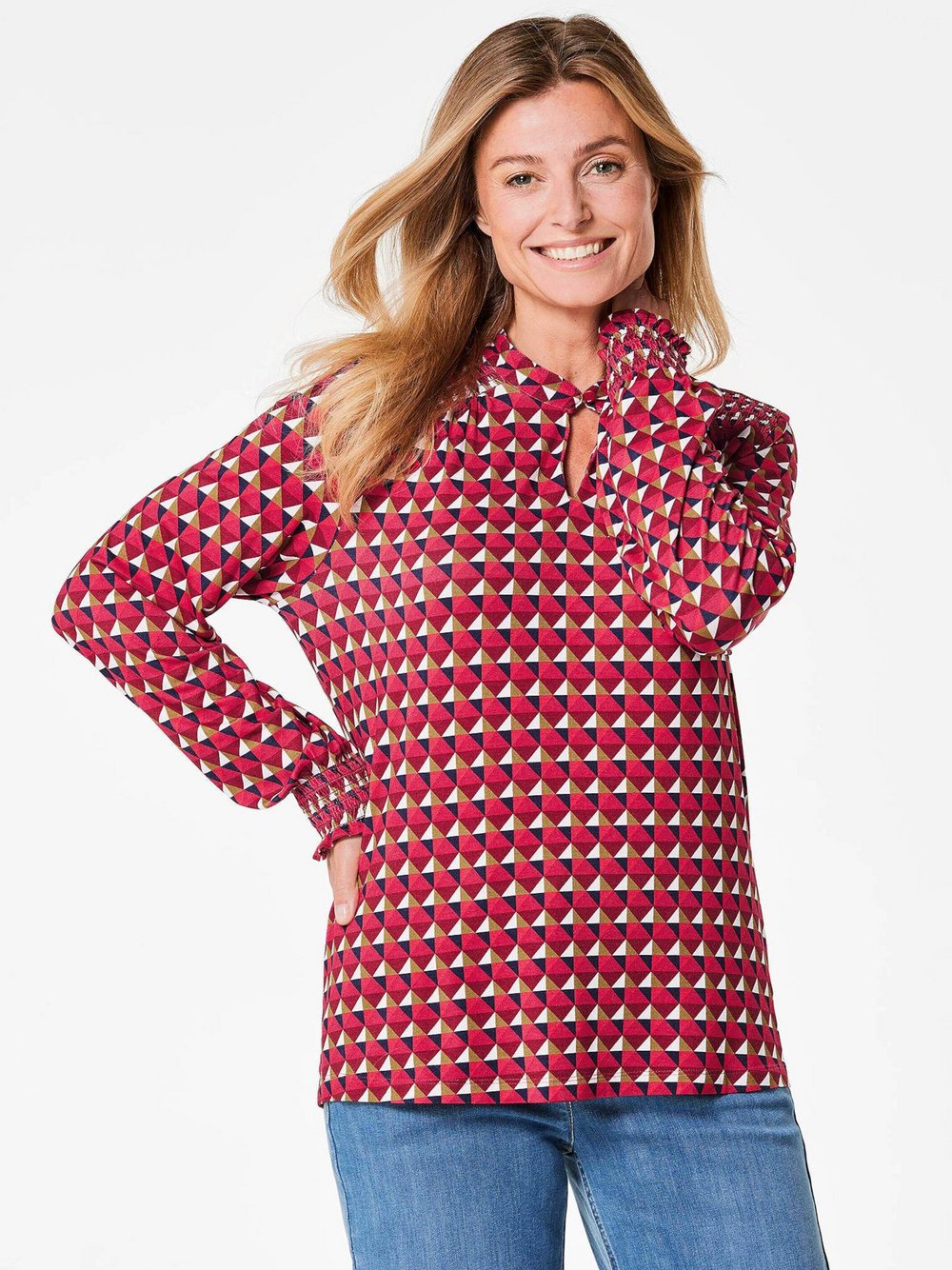 Goldner Langarm-Blusen Damen rot, 50 Image