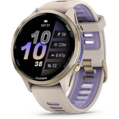 Garmin Forerunner 970 GPS Running Watch, Soft Gold Case With French Gray Band