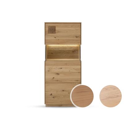 Massivholz »Davos« Highboard I Wildeiche bianco geölt / Anschlag links / ohne Beleuchtung Image