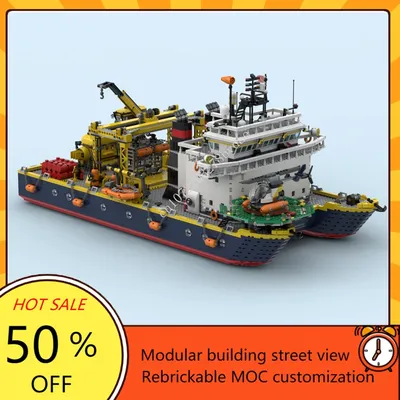 8200PCS Katamaran Forschung Schiff Modulare MOC Kreative street view Modell Bausteine Architektur Image