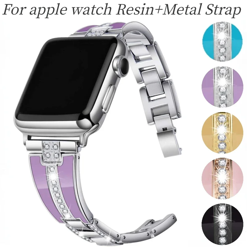 Metallarmband für Apple Watch Band Ultra/2 10 9 8 7 49 mm 45 mm 41 mm Edelstahl-Diamantarmband iWatch 6 5 4 SE 44 mm 42 mm 40 mm Image