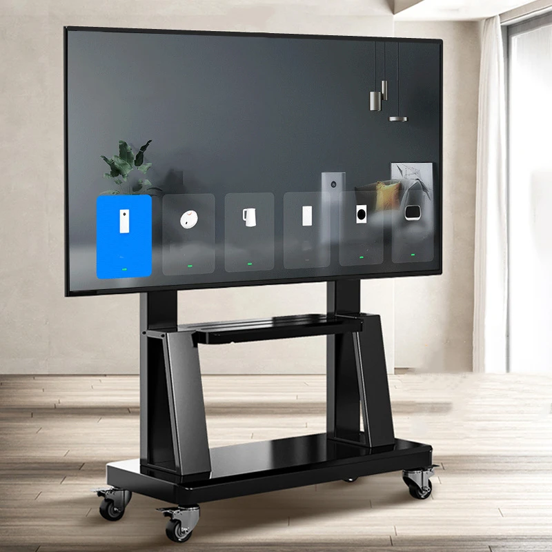 Mobiler TV-Wagen, höhenverstellbarer TV-Ständer für 32-75-Zoll-Fernseher mit feststellbarem Rad, rollender TV-Ständer mit Rädern, max. VESA 600 x 400 mm