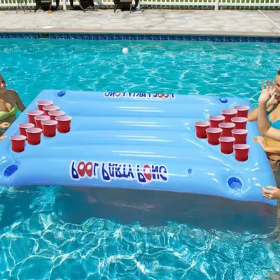 Swimming Pool Float Beer Pong Table Bar Tray Inflatable Cup Holder Swimming Pool Game Table Float Pool Games Pool Games