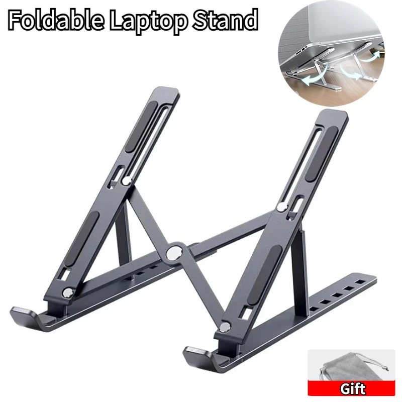 Laptop-Halter aus Aluminiumlegierung, verstellbar, faltbar, tragbar, für Notebook-Computer, Halterung, Heben, Kühlung, Halter, rutschfest Image