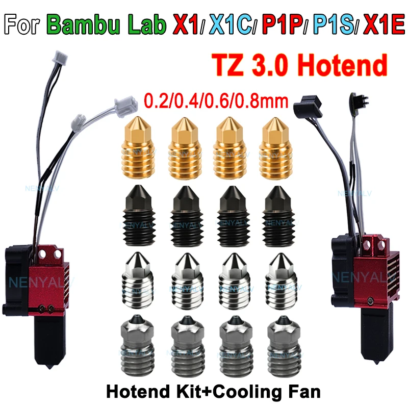 Hotend Für Bambu Lab P1P/X1/P1S/X1C/X1E TZ3.0 Upgrade Hot end Druckkopf 3D druck teile für bambulab Gehärtete stahl Düse Image
