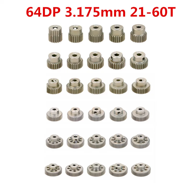 ÜBERTREFFEN HOBBY 5PCS 64DP Motor Getriebe Metall Ritzel 21T-60T für 1/10 1/12 RC Auto 3,175mm Welle Motor 540 3650