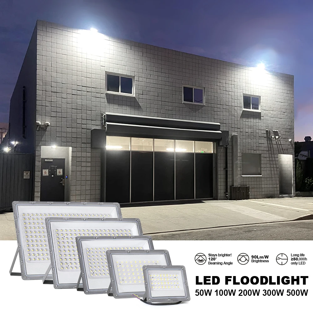 LED-Flutlicht für den Außenbereich, 500 W, 300 W, 200 W, 100 W, 50 W, AC220 V, wasserdichter LED-Reflektor, Garten-Flutlicht, Wandstraßenbeleuchtung