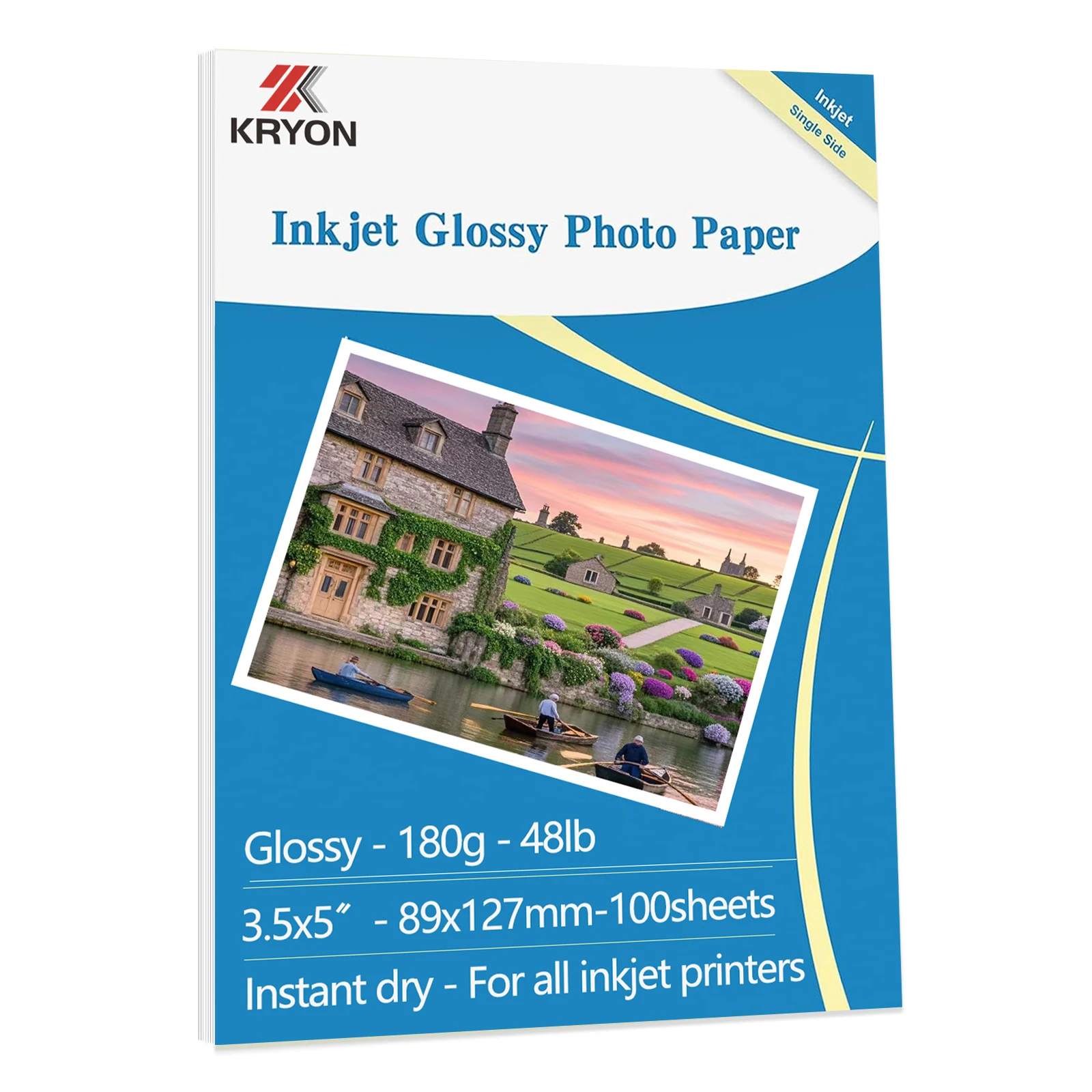 Hochglänzendes Fotopapier in KRYON-Größe, 8,9 x 12,7 cm, 100 Blatt, 48 Zoll, 180 g/m2 für Tintenstrahldrucker Image