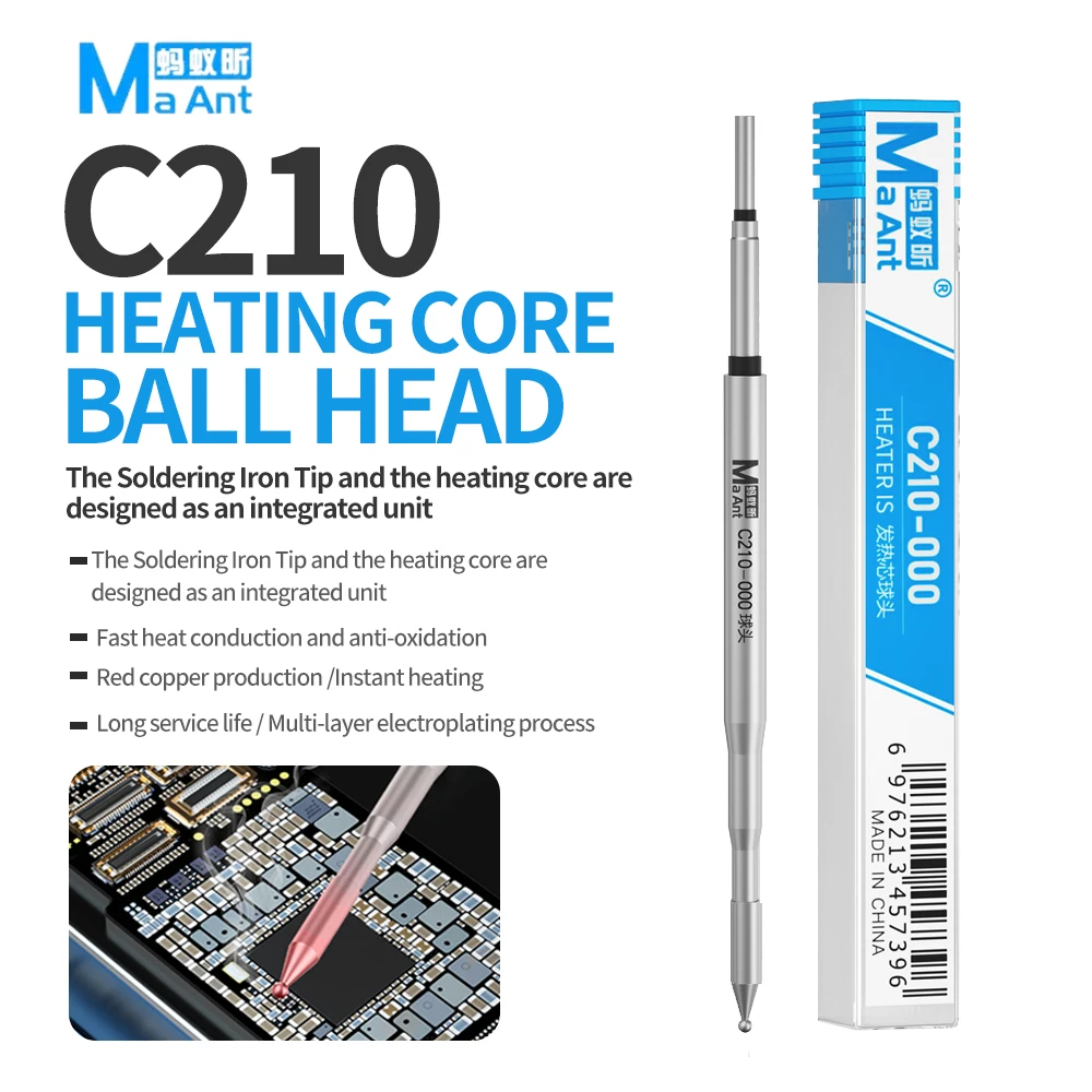 MaAnt C210 Kugelkopf, integrierter Heizkern, Lötkolbenspitze, 1S, zum Aufheizen, für Reparaturen, Schweißen, Verzinnung, Lötkolbenspitzenwerkzeug Image