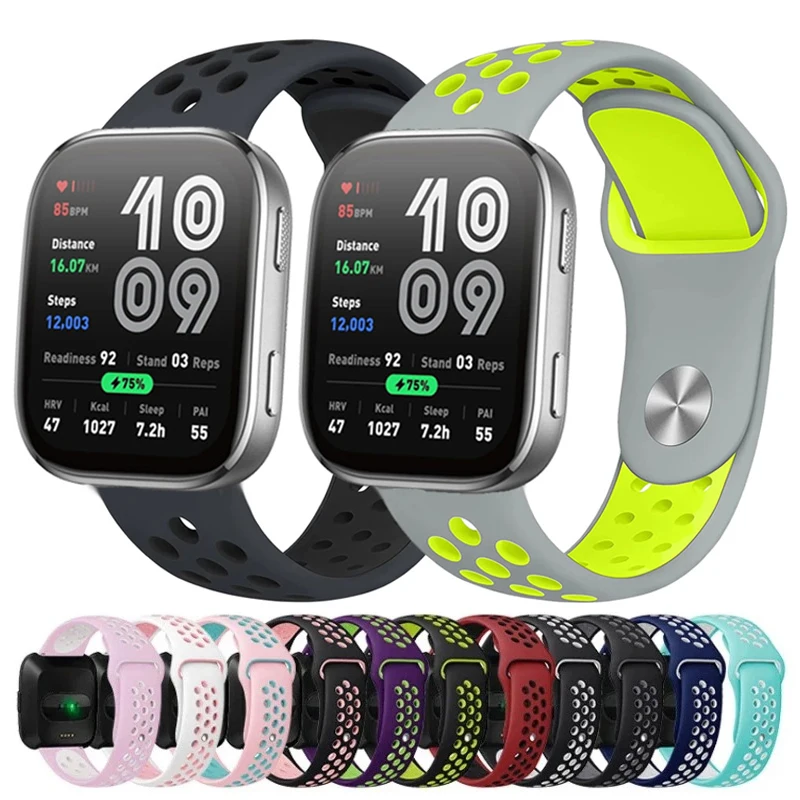 22mm 20mm Silicone Strap For Amazfit Bip 6 5 5 Unity 3 3 Pro Sport Band For Amazfit GTR GTS 2 3 4 mini Cheetah Round/Pro/Balance Image