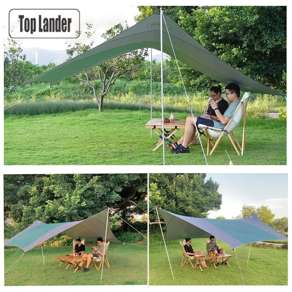 Sechskant-Campingplane, 4,1 x 4,1 m, wasserdichtes Zelt, Sonnenschutz, großer Outdoor-Schatten, Touristenmarkise, Überdachung, Strand-Sonnenschutz, Schirm, Schmetterling Image