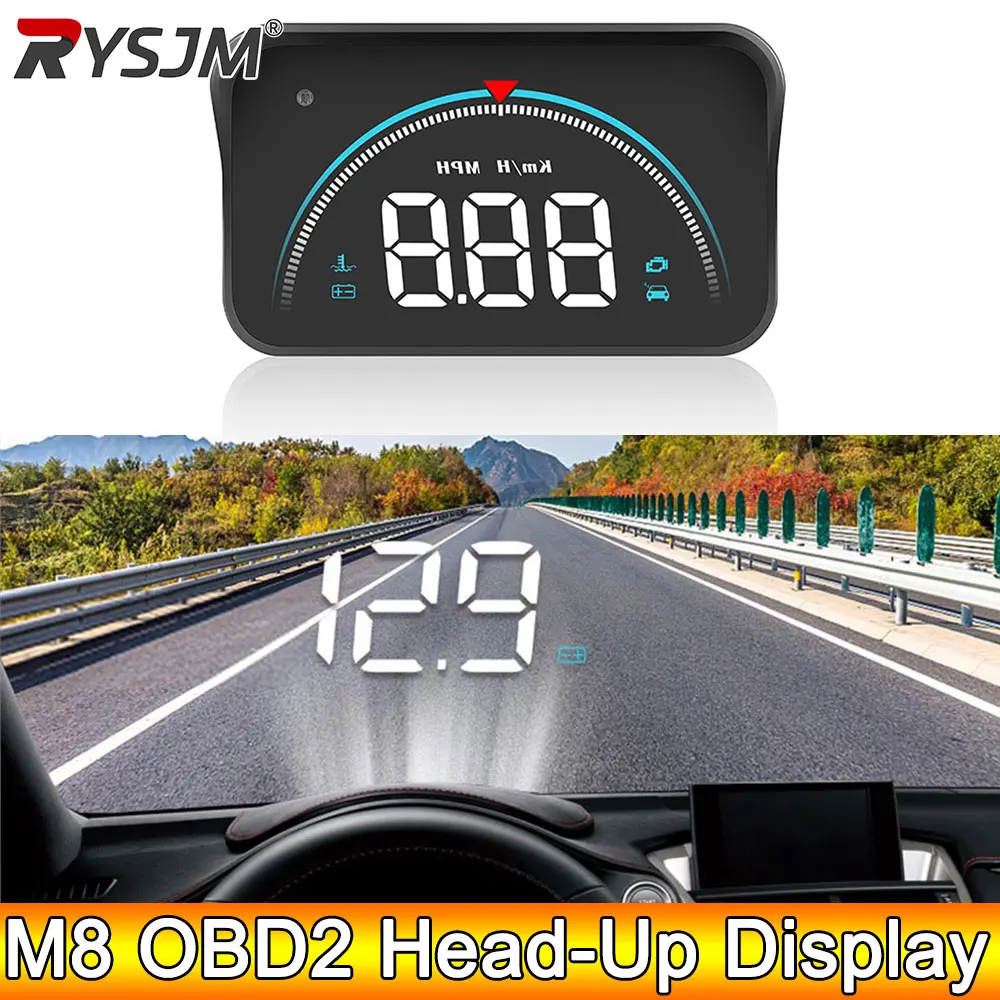 AD M8 OBD2 Head-Up Display Auto Elektronik für HUD Projektor Display Digital Auto Tacho Zubehör Über Geschwindigkeit Alarm Image