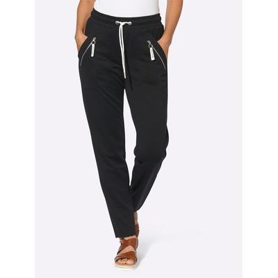 Schlupfhose CASUAL LOOKS, Damen, Gr. 38, Normalgrößen, schwarz, 76% Polyester, 20% Viskose, 4% Elasthan, unifarben, lang, Hosen Image