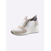 Sneaker HEINE, Damen, Gr. 38, weiß (weiß, pastell), Leder, Glattleder, Veloursleder, modisch, Schuhe
