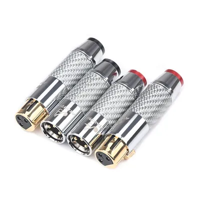 ATAUDIO 4PCS HiFi XLR Plugs Hi-end Carbon Fiber Gold Plated Male and Femal XLR Connector for Audio