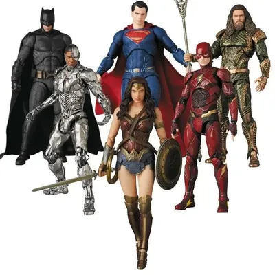Bandai Dc Anime Figures Superhero Action Figurine Pvc Models Superhero Batman Cyborg Aquaman Statue