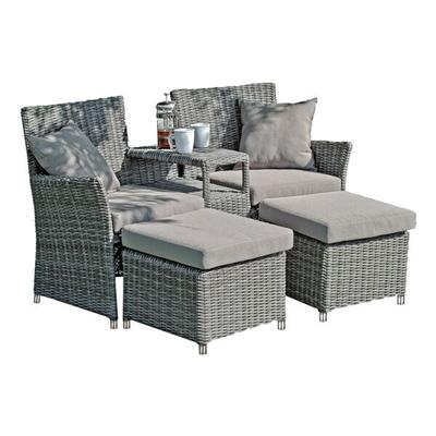 Garden Pleasure 3-tlg. Garten-Doppelsessel-Set mit Hockern »Calgary« grau, 155x90 cm