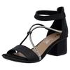 Sandalette RIEKER, Damen, Gr. 42, schwarz, Lederimitat, unifarben, elegant, Schuhe, Sommerschuh, Sandale, Blockabsatz, mit praktischem Klettverschluss