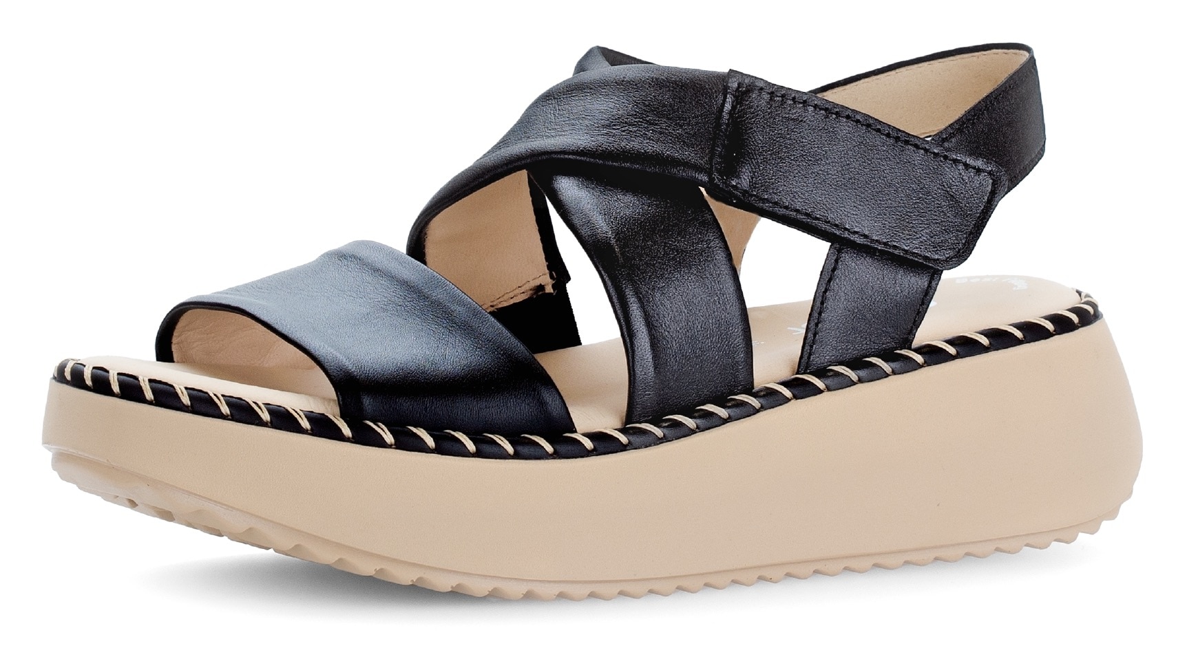 Sandalette GABOR, Damen, Gr. 39, schwarz, Nappaleder, unifarben, Schuhe Sandalette, Plateau, Sommerschuh, Rimchensandale mit Best Fitting-Ausstattung