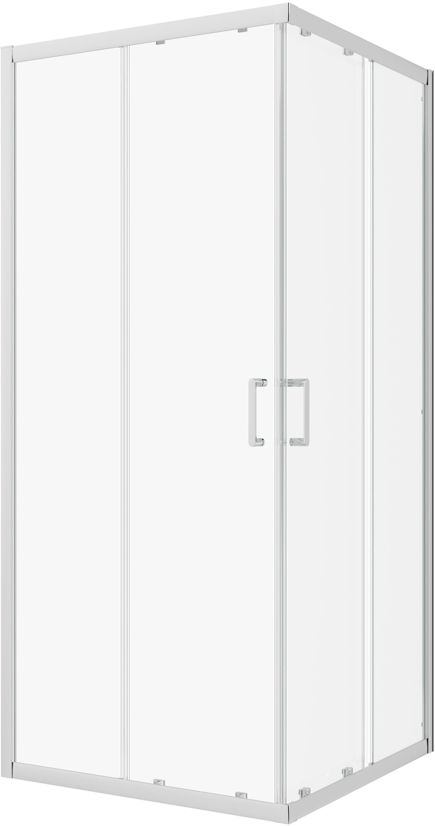 Eckdusche WELLTIME "New Trento", grau (chromfarben), B:80cm H:195cm T:80cm, Duschkabinen, Extrahohe 195cm, verbessertes Rollensystem