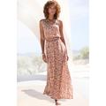 Maxikleid VIVANCE, Damen, Gr. 40, N-Gr, braun (braun, creme bedruckt), Web, Obermaterial: 100% Viskose, bedruckt, modisch, figurumspielend bodenlang, tiefer Rundhals, ohne Ärmel, Kleider, mit tiefem Rückenausschnitt, Druckkleid, Damen Kleid lang