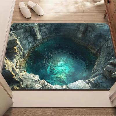 TEMU 1pc Abysm Pattern Hd Printed Door Mat, Non-slip Bathroom Floor Mats, Microfiber Absorbent Machine Washable Polyester Mat For Bedroom, Living Room Entrance Mat, Camping Picnic Rugs, Yoga Mat. Image