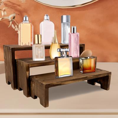 TEMU 3-tier Wooden Display Rack - Modern Rectangular Home Decor Organizer, Space-saving Countertop Storage Shelf Image