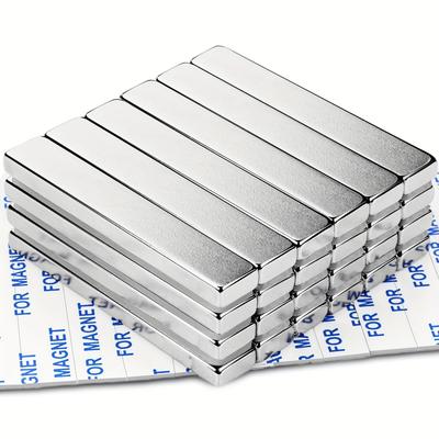 TEMU 4/8/24pcs F60x10x5mm Neodymium Bar Magnets, Neodymium Magnets With Double-sided Adhesive Perfect, Suitable For Office, Fridge, Kitchen Image