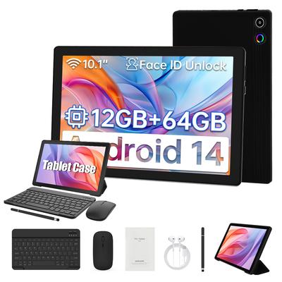 TEMU 10.1 Inch 14 Tablet, -core, 12 (3+9)gb , 64gb Rom, Keyboard, Mouse, Stylus Pen, Headphones And Leather Case Set, Dynamic Flash, Unlock, 5000mah Battery, 5mp+8mp Dual Cameras, Expandable To 1tb, Image