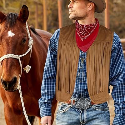 TEMU Vintage Costume For Men Featuring Western Cowboy Attire With A Fringed Vest. Image