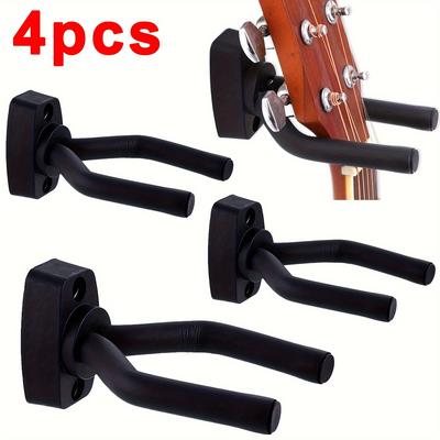 TEMU 4pcs Guitar Wall Mount Hanger, Guitar Hanger Wall Hook Holder Stand Display Black With Screws Fits Guitars, Bass, Mandolin, Banjo, Ukulele