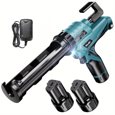 TEMU Seesii Cordless Caulking , Wireless Caulking With 300ml Cartridges, Up To 4000 N, Adjustable Speed, 2 X 2000mah Battery, Suitable For Sealing, Anti-drip Mechanism Image