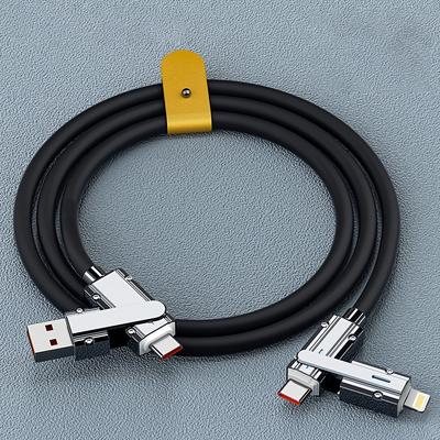 TEMU 4in 1 Multi Usb A Fast Charging Cable, Fast Charger Cord Combo With Lightning/type C Ports Cable For Iphone 16/15/14/13/12/11/x, For Galaxy, Ipad, Macbook, Tablets And More Devices. Image