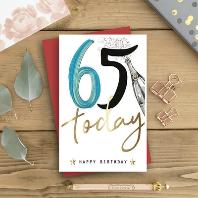 "TEMU 1pc, ""65 Today"" Birthday Card, Golden & Blue Numbers, Message, Perfect Gift For Family & , 4.7x6.3 Inches, Celebratory Stationery"