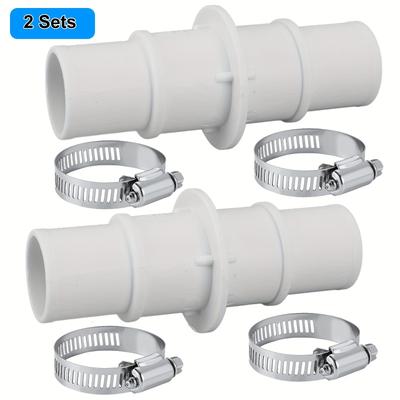 "TEMU 1 Set/2 Set Pool Hose Adapter Connector, 1-1/4"" Or 1-1/2"" Plastic Connector Coupling With Stainless Steel Hose Clamps For Pool Vacuums, Cleaners Or Filter Pump Hoses, Pool Maintenance Accessory"