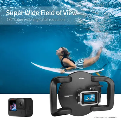 Kamera Dual Handle Dome Port Wasserdichtes Gehäuse Kamera Schutzhülle 180 ° Weitwinkel-Ersatz für GoPro Hero Waterproof