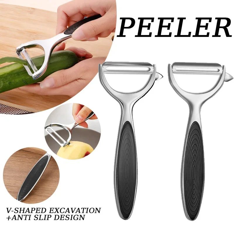 Gezackte Klinge/Flachklinge Zinklegierung Schälmesser Schäler Haushalt Schälmesser Kartoffelschaber Melonenreibe Küche Multifu Image