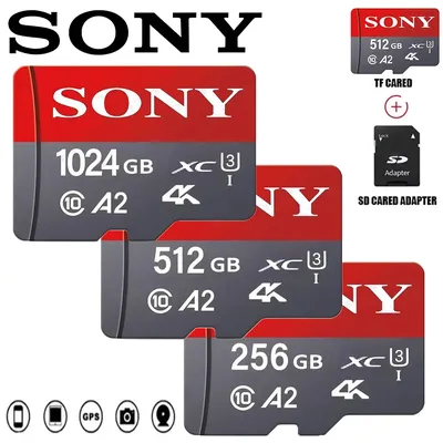 Sony High-Speed Micro TF SD Card 256GB 512GB 1TB Class 10 Memory Card 64GB 128GB V10 TF Card for Smartphones Camera and Speakers