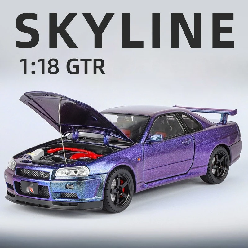 1:18 Skyline GTR Sportwagen Straßenauto Druckguss Legierung Metall Modellauto Sammlung Hobbys Dekoratives Geschenk für Freund Geschenk Image