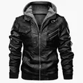 Pu Leder warme Herren Drive Jacke hochwertige Mode Mantel Männer Kapuzen jacke Herbst Winter Motorrad Bomber Lederjacke