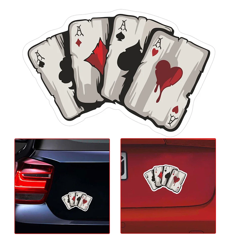 Coole Cartoon Auto Poker Grafiken PVC Spielkarten Ein Aufkleber Kreative Motorrad Auto Reflektierende Sicherheit Straße Aufkleber Image
