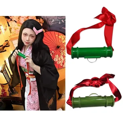 Anime grün Cosplay Prop Dämon Nezuko Siegel Stick Cosplay Requisiten Mädchen Halloween Bambus Mund Image