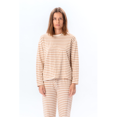 Gestreiftes Hemd – Beige Image