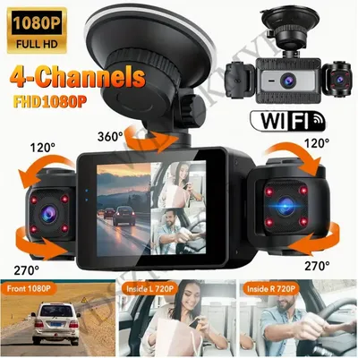 360° Car DashCam WIFI 3/4 Channels Video Recorder 1080P Car DVR 3Lens Front left right Rear View