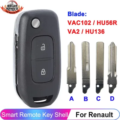 KEYECU 2/3 Buttons Folding Remote Car Key Shell For Renault Kadjar Captur Megane Symbol Key Case Fob