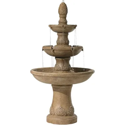 Italian Outdoor Floor Bubbler Fountain and Waterfalls 57" High 3 Tiered Basins Decor for Garden Patio Backyard Deck Home Lawn