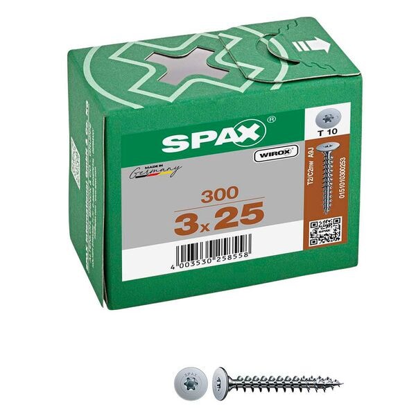 SPAX Rückwandschrauben »T10 Flachkopf WIROX« 3 x 25 mm 300 Stück Image