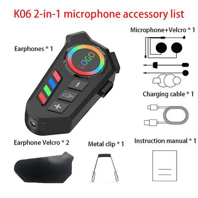 K06 Helmet Bluetooth Headset with Ambient Light – Motorcycle Waterproof Wireless Intercom with CVC Noise Reduction, 5.4 Chip, Long Battery, Voice Assistant for Full Half Helmets