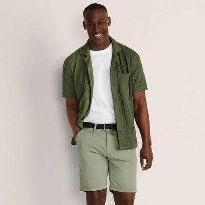 Belted Textured Chino Shorts, Slim Fit, Men, size: 32, regular, Green, Cotton/Lyocell/Cotton-blend, by Lands' End
