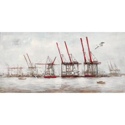 La Casa »Skyline Hamburg-Containerkräne« Ölbild handbemalt 140x70 cm Image